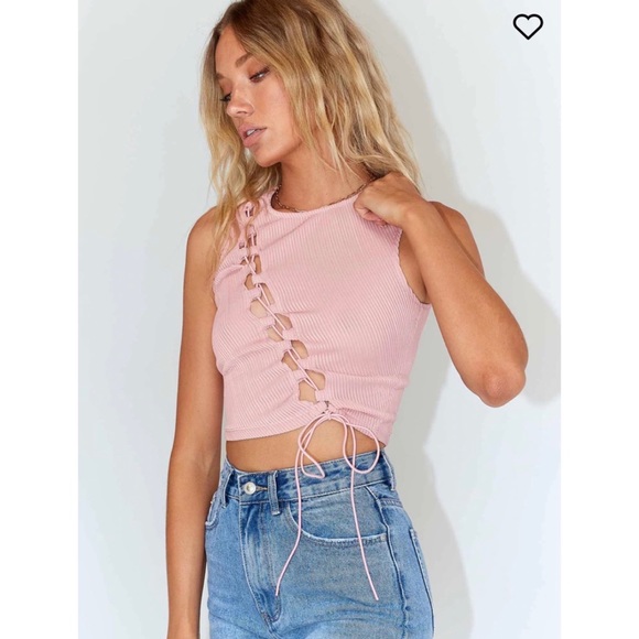 Princess Polly Tops - Princess Polly Pink Lace Up Top
